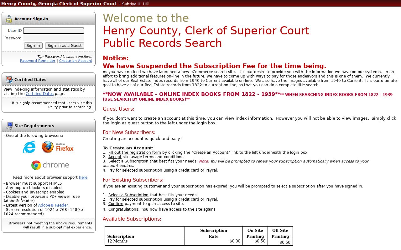 Stockbridge residents directory Henry County deed index