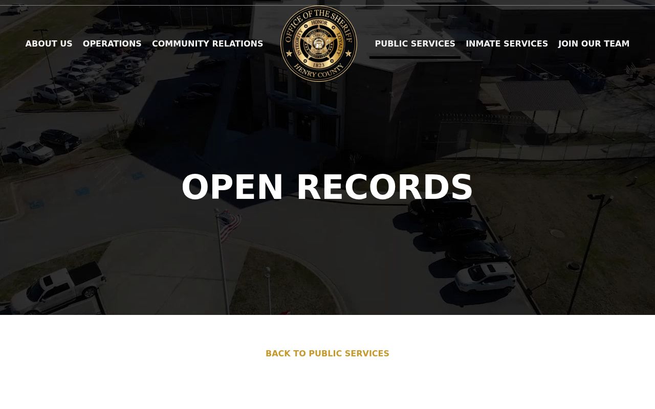 Henry County Sheriff open-records page for specific agency records
