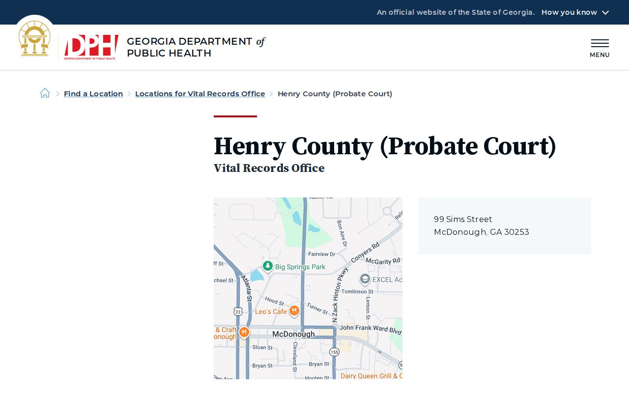 Stockbridge resident lookup Henry County vital records office