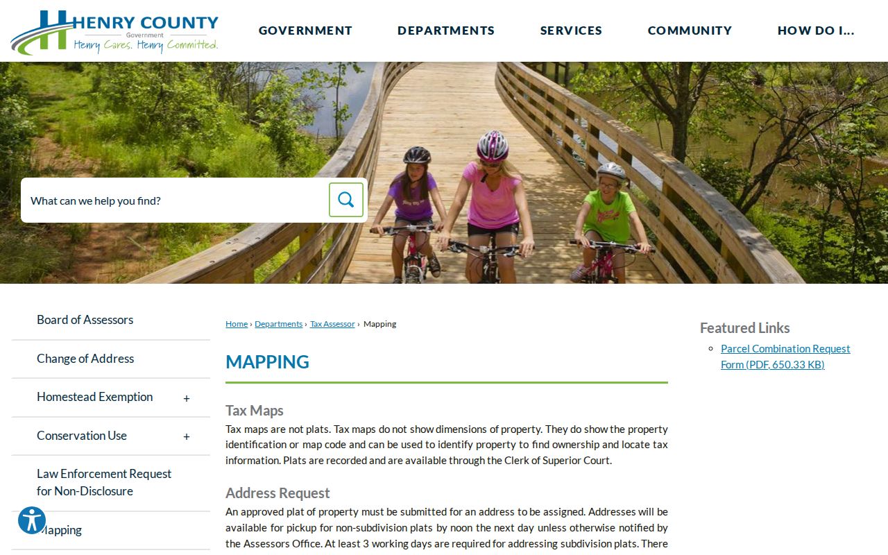 Henry County parcel mapping page used for a Stockbridge street directory